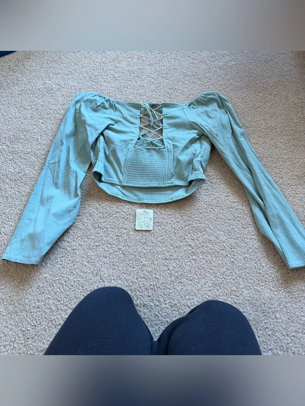Free people Kristin Off-Shoulder Bell-Sleeve Crop Top